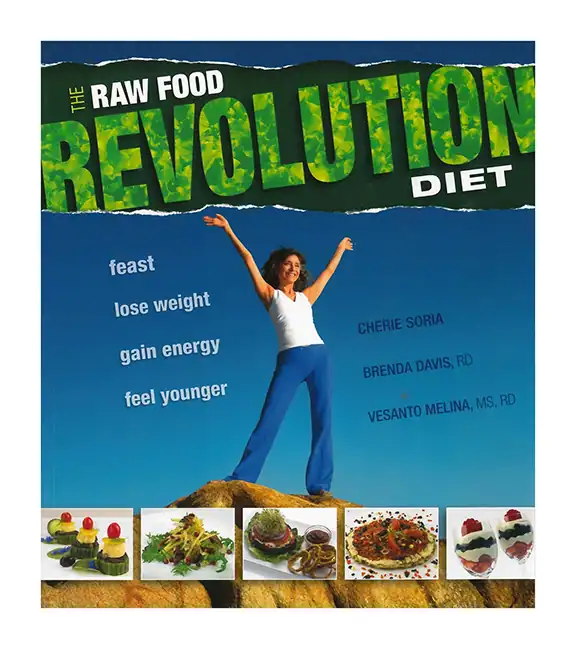 Cover of "The Raw Revolution Diet" promoting healthy eating and weight loss.