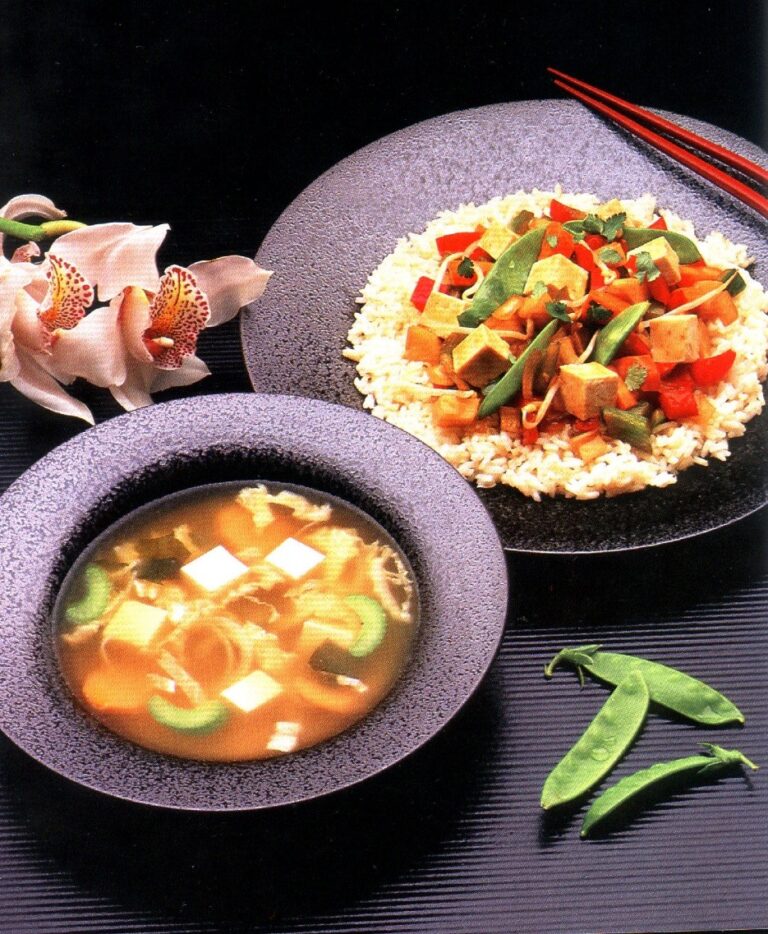 Miso Ginger Soup and Teriyaki Tofu